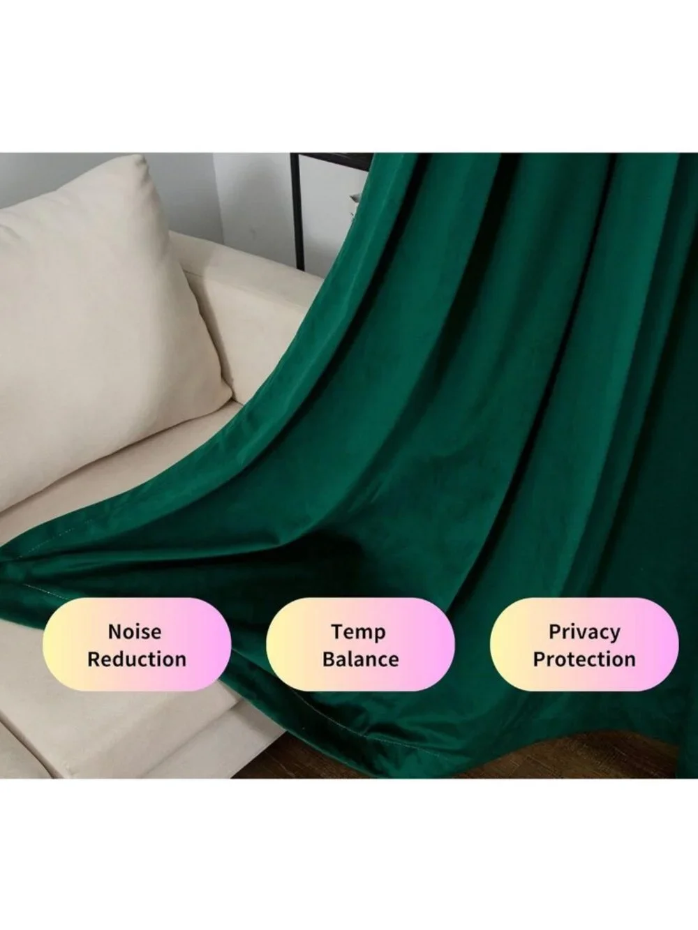 Luxurious Emerald Green Velvet Curtains, 52